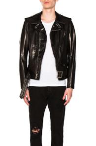 Schott Pebbled Moto Jacket In Black