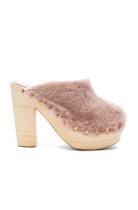 Brother Vellies Shearling Clog Heels In Pink