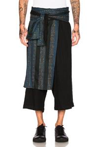 Yohji Yamamoto Waist Cloth Trousers In Abstract,black,blue