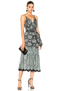 Johanna Ortiz Frontera Lace Embroidered Dress In Blue,floral