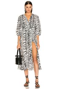 Rixo Noleen Dress In Animal Print,black,white