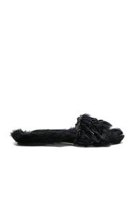 Alberta Ferretti Fur Mules In Black