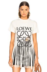 Loewe Fringe T Shirt In Neutrals