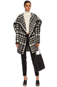 Stella Mccartney Federica Plaid Wool-blend Coat In Black,white,checkered & Plaid