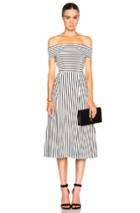 Derek Lam 10 Crosby Off Shoulder Full Dress In Stripes