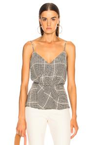 L'agence Chiara Twist Tank In Black,checkered & Plaid