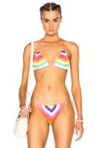 Mara Hoffman Crochet Tie Bikini Top In Purple,pink,stripes,geometric Print