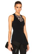 Roland Mouret Pordun Viscose & Hexagonal Lace Top In Black