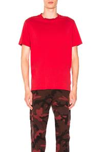 Valentino Studded Shoulder Tee In Red