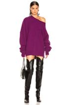 Unravel Rib Boiled Oversize Dress In Purple