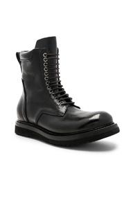 Rick Owens Leather Low Army Boots In Black
