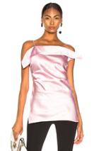 Helmut Lang Front Drape Satin Top In Pink
