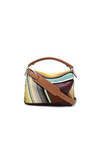 Loewe Striped Puzzle Bag In Brown,stripes
