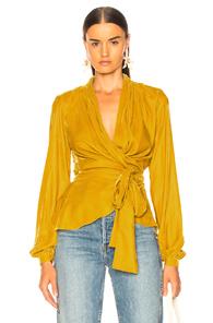 Patbo Velvet Wrap Top In Yellow