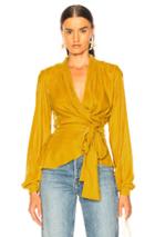 Patbo Velvet Wrap Top In Yellow