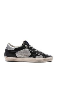 Golden Goose Glitter Superstar Sneakers In Black,metallics