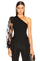 Givenchy Lace Sleeve One Shoulder Top In Black