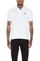Comme Des Garcons Play Small Black Emblem Cotton Polo In White