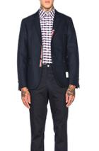 Thom Browne Double Woven Twill Classic Blazer In Blue