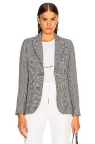 Smythe Portrait Neck Blazer In Checkered & Plaid,gray