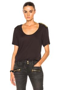 Pierre Balmain Embellished Tee In Gray,metallics