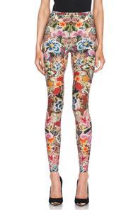Alexander Mcqueen Print Poly-blend Legging In Floral,red,blue,green