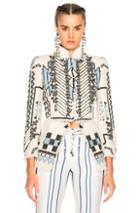 Roberto Cavalli Woven Jacket In White,blue,abstract