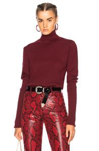 Y Project Asymmetrical Sleeve Turtleneck Sweater In Red