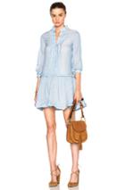 See By Chloe Cotton Gauze Mini Dress In Blue,stripes