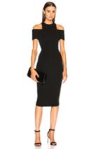 Victoria Beckham Cap Sleeve Cutout Fitted Midi Dress In Black