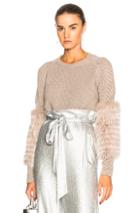 Sally Lapointe Cashmere Sweater With Lavender Fox Fur In Neutrals