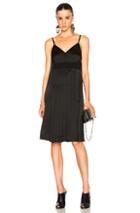 Maison Margiela Heavy Viscose Satin Pleat Dress In Black