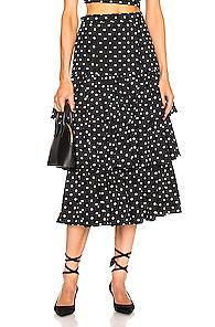 Cinq A Sept Rowena Skirt In Black,polka Dots