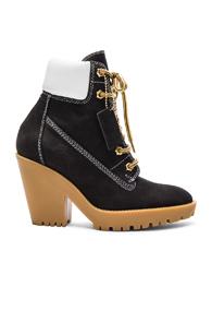 Maison Margiela Lace Up Suede Booties In Black