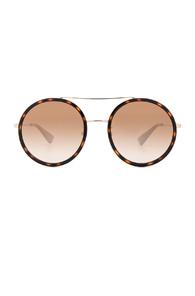 Gucci Web Block Sunglasses In Brown,metallics