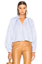 Tibi Crop Edwardian Top In Blue,stripes