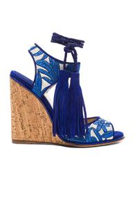 Paul Andrew Suede Tianjin Wedges In Blue