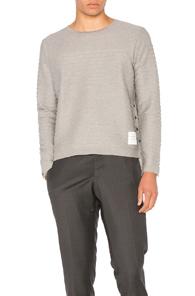 Thom Browne Engineered Rope Stitch Long Sleeve Tee In Gray