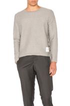 Thom Browne Engineered Rope Stitch Long Sleeve Tee In Gray
