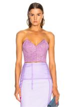 Fleur Du Mal Strapless Lace Top In Purple