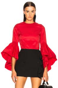 Marques ' Almeida Oyster Sleeve Top In Red