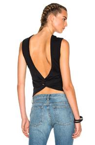 T By Alexander Wang Twist Back Tee In Black