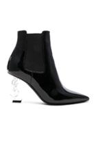 Saint Laurent Patent Opium Monogramme Heeled Boots In Black