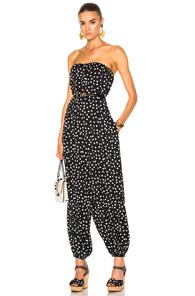 Dolce & Gabbana Strapless Polka Dot Jumpsuit In Black,geometric