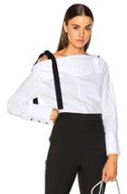 Proenza Schouler Cotton Poplin Long Sleeve Off Shoulder Top In White