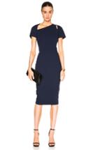 Victoria Beckham Light Matte Crepe Cap Sleeve Cut Out Dress In Blue