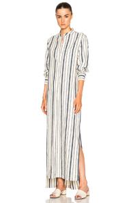 Nili Lotan Tangier Galabia Dress In White,blue,stripes