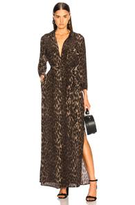L'agence Cameron Long Shirt Dress In Animal Print,brown,green