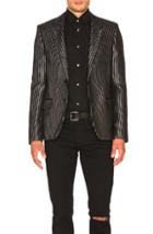 Saint Laurent Striped Tuxedo Jacket In Black,metallics,stripes