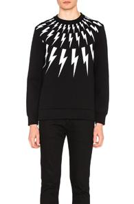Neil Barrett Fair Isle Thunderbolt Print Sweatshirt In Black